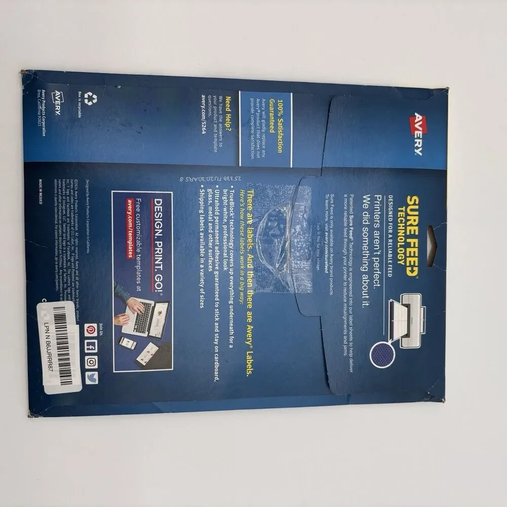 Avery 5264 TrueBlock Shipping Labels for Laser Printers 3-1/3